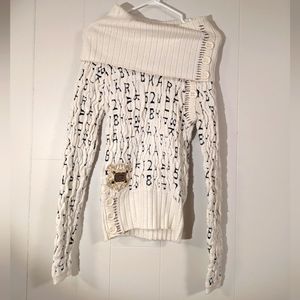 Vintage Karv 90s Y2K Style White Ribbed Chunky Sweater Women's Small